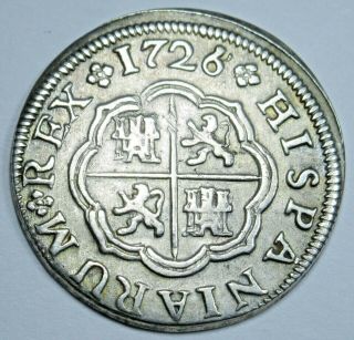 1726 Spanish Silver 1 Reales Old Antique 1700 