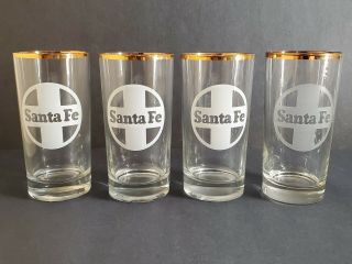 Santa Fe Railroad Vintage 4pc Glass Set