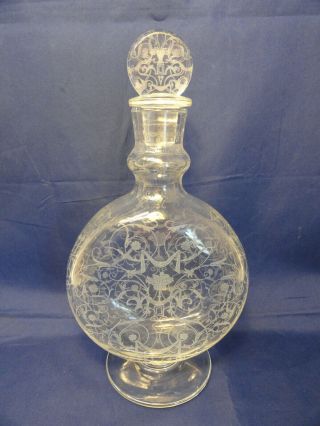 Antique Baccarat Crystal Cognac Decanter Etched Glass Floral Regal Ze2 - 3