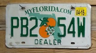 Florida Expired Dealer License Plate Auto Tag 2 Oranges Pb2 54w Embossed