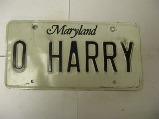 Maryland Md License Plate Vanity O Harry