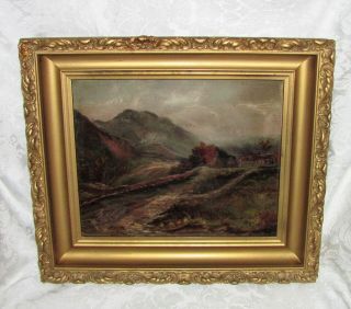 Antique American Oil On Board Painting Circa 1900