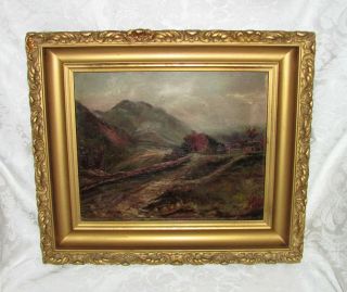 Antique American Oil On Board Painting Circa 1900 2