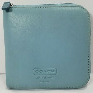 Vintage Coach Leather 12 - Cd Dvd Disc Holder Case - Light Blue
