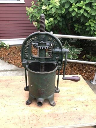 Antique Cast Iron Enterprise Mfg.  Co.  4 Quart Sausage Press Stuffer