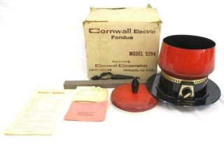 Cornwall Mount Snow Vintage Electric Red Metal Fondue Set 5294 Open Box