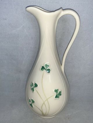 Vintage Beleek Shamrock Pitcher Vase Ewer Ireland,  7th Mark 1980 - 93