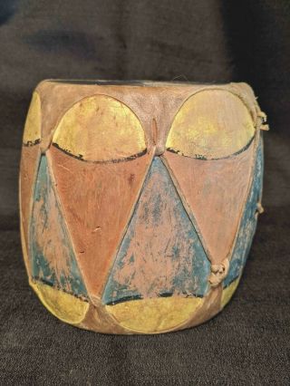 Antique Native American Cochiti Pueblo Mexico Painted Collectible Drum 1