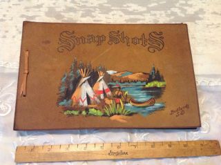 Vintage Snap Shots Painted Tepees Leather Cover Photo Album - Badlands S.  D.