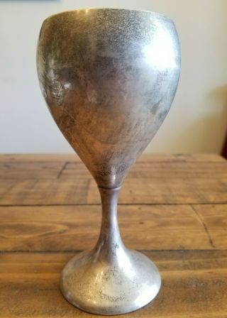 Antique Sterling Silver Goblet - Wedding Cup Etched V Bros 1929