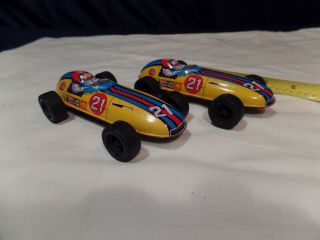 2 Cars 1960s Vintage Lithograph,  Friction,  Tin Race Cars,  Made In Japan,