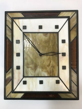 Mid Century Modern Slag Glass Brutalist Wall Clock After Herman Miller Knoll