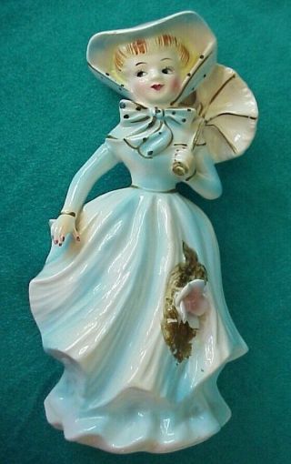 Vintage Armbee Of Japan Porcelain Woman Figurine W/ Parasol Orig.  Sticker