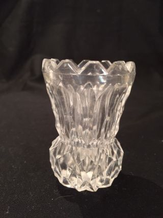 Vintage Small Crystal Toothpick Holder 2 5/8 " Tall -