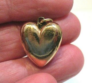 Antique 14k Gold Heart Puff Charm 8 X 16 Mm 2.  1 Grams
