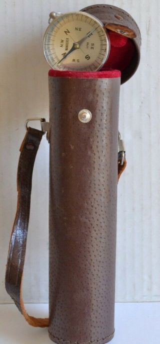 Vintage Flashlight Compass Holster Combo Leather Cylinder Sheath Case Cover