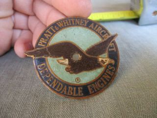 Vtg Wwii Pratt & Whitney Aircraft Engine Metal Company Emblem Badge