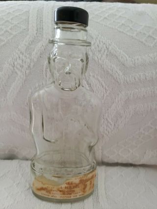 Vintage Glass Abraham Lincoln Figure Coin Bank Bottle 9 - 3/4 " Tall