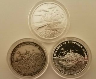2015 Silver Bug Island 3 Coin Set Proof,  Reverse Proof,  Antique - Bux Silverbug