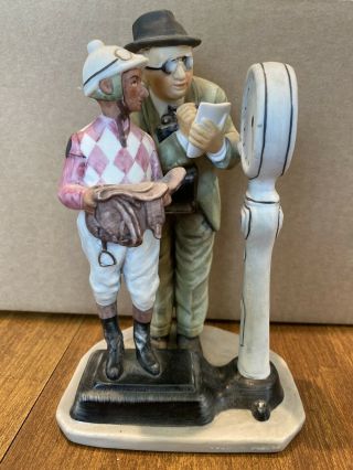 “the Weigh In” By Norman Rockwell.  Gorham Figurine.  1974 Vintage Jockey Saturday