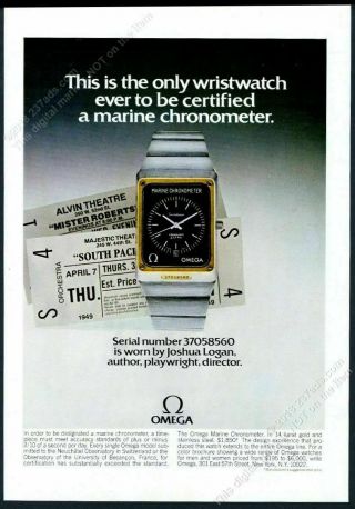 1978 Omega Marine Chronometer Watch Photo Vintage Print Ad