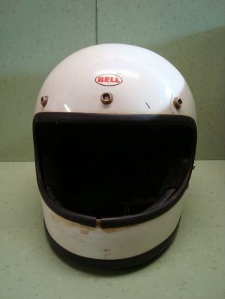 Vintage 1970 Bell Star 120 Full Face Helmet White Size ?