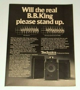 1978 Print Ad Technics Speaker B.  B.  King Vintage 70 
