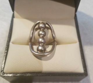 Vintage Mid Century Modern Sterling Silver Ring Sz 6.  5 2