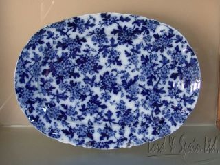 Antique Mercer Flow Blue 17 3/8 " Platter W/currants Or Berries