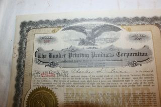 Vintage Stock Certificate Bunker Printing Products 1926 Forth Worth Texas 2