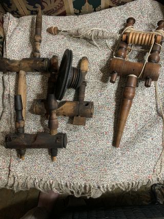 Antique Great Spinning Wheel Mother & Parts