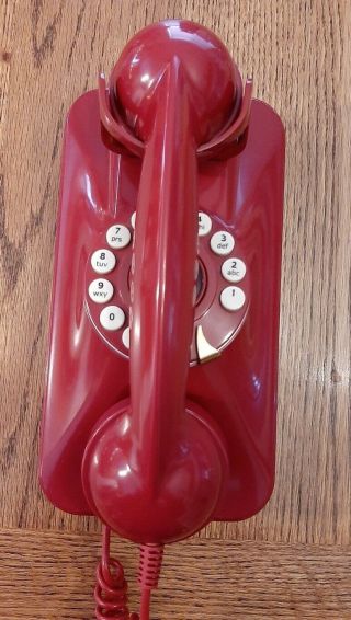 Collectible Vintage Pf Grand Wall Phone Red Push Button Retro Good Ol 