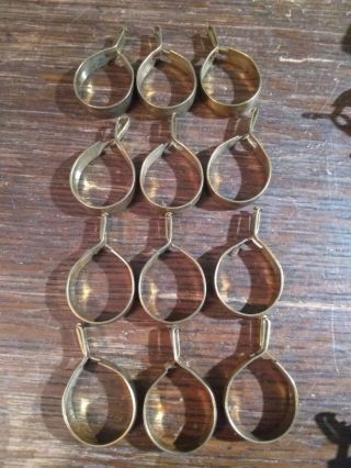 Vintage Cafe Curtain Pinch Rings 12 Brass Rings Shabby Chic