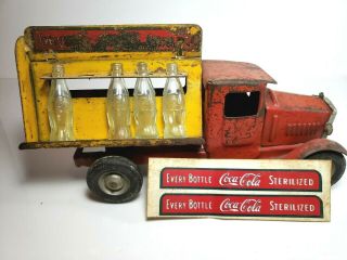 Antique 1930s Metalcraft Coca Cola Delivery Trucks With Some Bottles