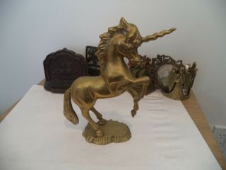 Vintage Unicorn Solid Brass Statue - 9 1/2 