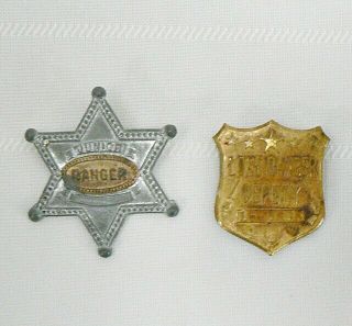 Vintage Metal Lone Ranger Deputy & Junior Ranger Badges Pin Backs