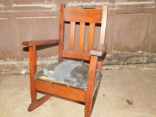 Antique Mission Oak Arts Crafts Oak Childs Rocking Chair