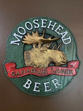 Vintage Moosehead Canadian Lager Beer Sign Plastic Green