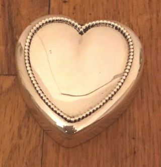 Vintage Sterling Silver Trinket Ornate Hinged Pill Snuff Box Heart Shape