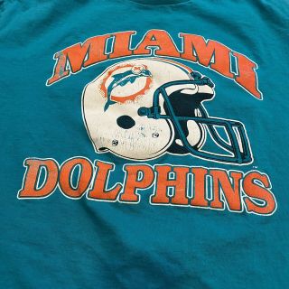 Vintage 90 ' s Miami Dolphins T - Shirt Men ' s sz XL NFL Football Logo Trench Tee 2