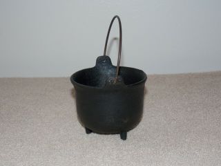 Vintage Miniature Cast Iron Cauldron Pot 3 Legged Halloween Decor Witch