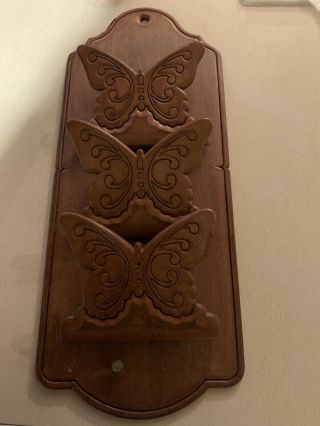 Vintage Wooden Butterfly Mail Letter Holder Wall Decor
