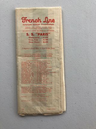 French Line Ss Paris Color Deck Plan