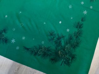 Vintage Rectangle Tablecloth,  Hunter Green,  Pine Cones,  Fire Branches,  Snowflake