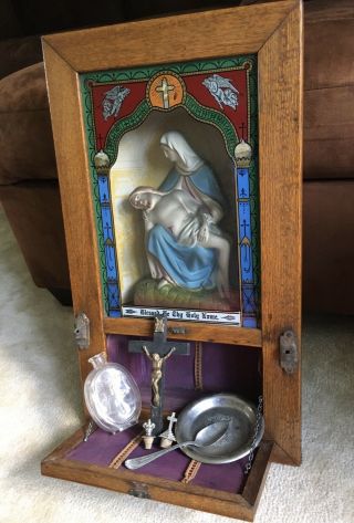 Antique Christian/religious Catholic Viaticum Last Rites Sick Call Shadow Box