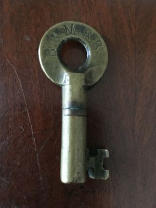 Rare Vintage Brass B&m Rr Boston And Maine Railroad Switch Key