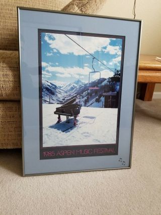 Vintage 1985 Aspen Music Festival Poster Matted And Framed 27 X 20 Inches