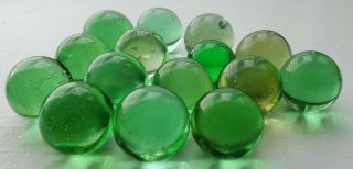 15 Vintage Green Clearie Marbles From 1970s & 1980s