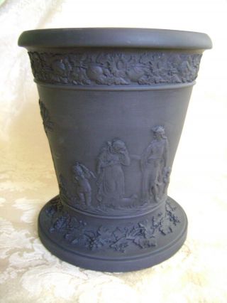 Pre 1891 Antique Wedgwood Black Basalt Jasperware Vase