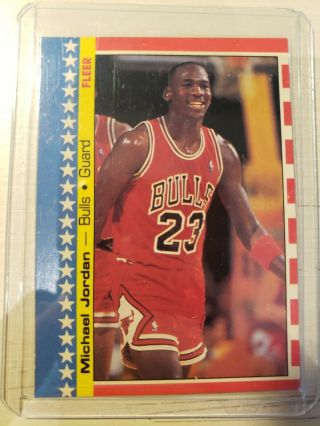 1987 - 1988 Fleer Stickers Michael Jordan Chicago Bulls 2 Basketball Card